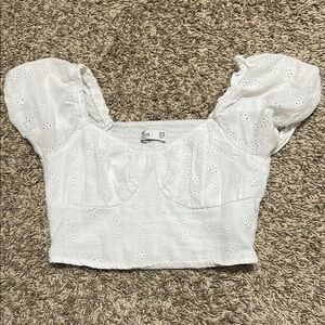 Hollister White Crop Bustier Blouse